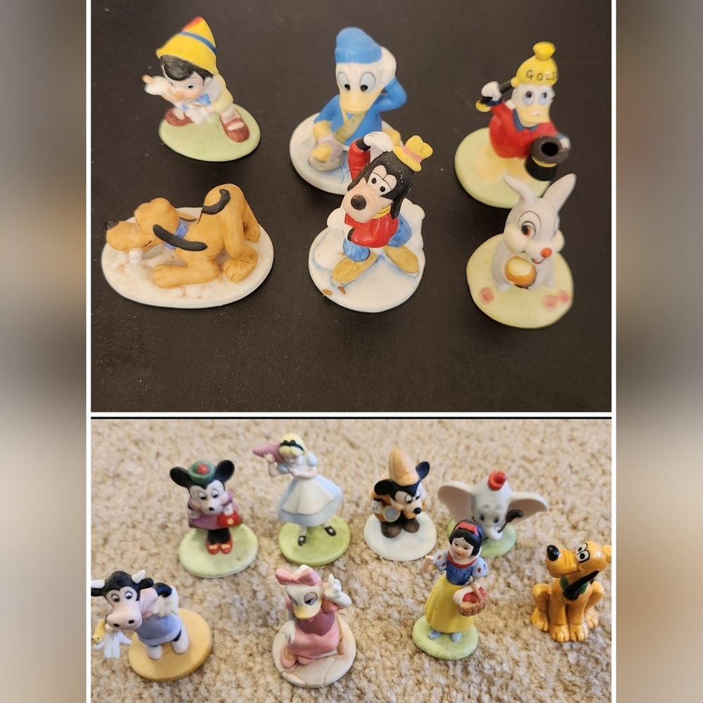 Vtg Disney Collection 1988 Mini Porcelain Figurines Lot Of 14 READ